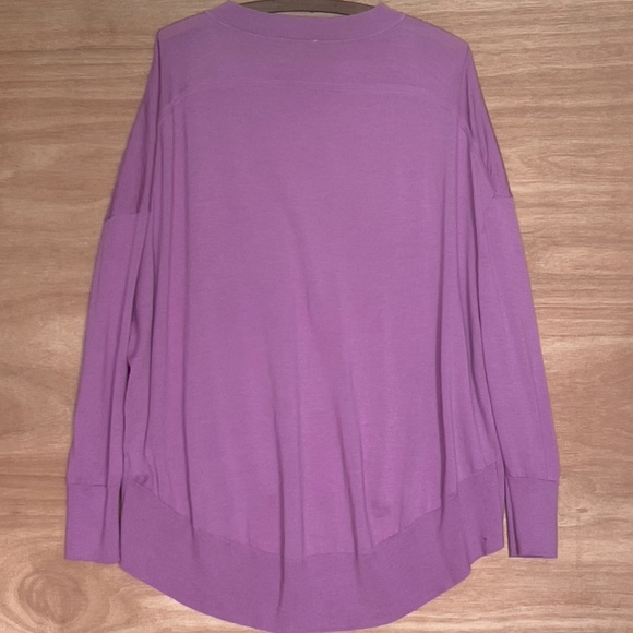 COS 100% wool thin knit v-neck sweater sz S small oversized hi-low mauve ribbed - Picture 5 of 5